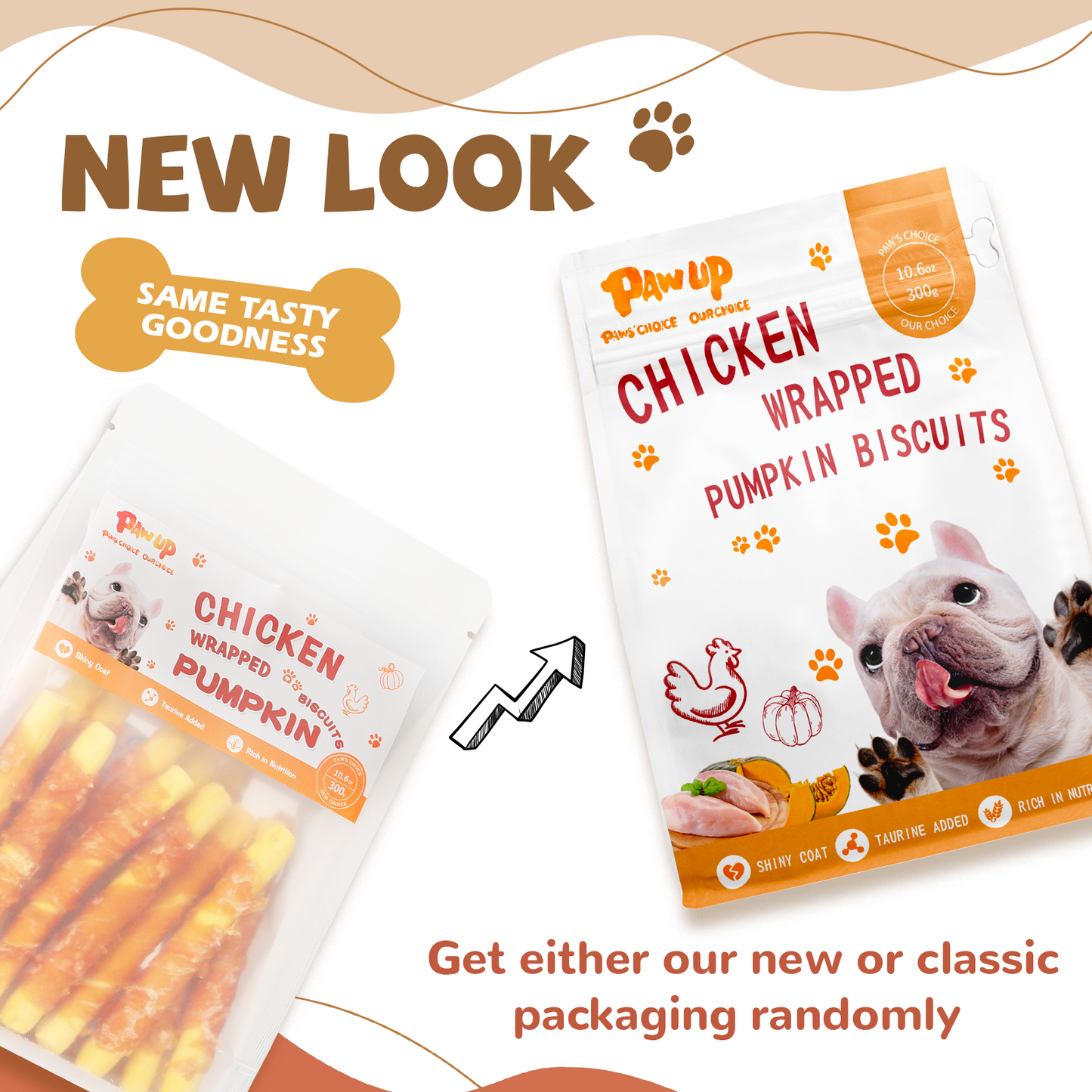 PAWUP Dog Treats Chicken Wrapped Pumpkin Sticks, Taurine Added, Rawhide FREE, Training Rewards Chew Snack for Dogs, 10.4oz