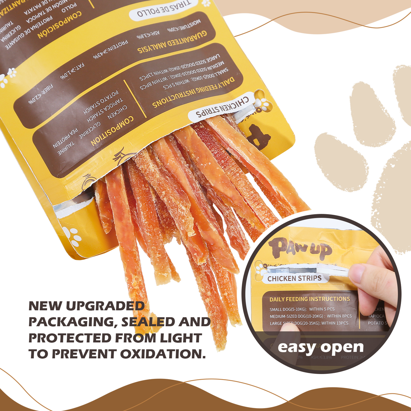 PAWUP Chicken Jerky Strips Dog Treats, Natural Healthy, Pure Chicken Training Treats for Small Medium Large Dogs, 10.4oz