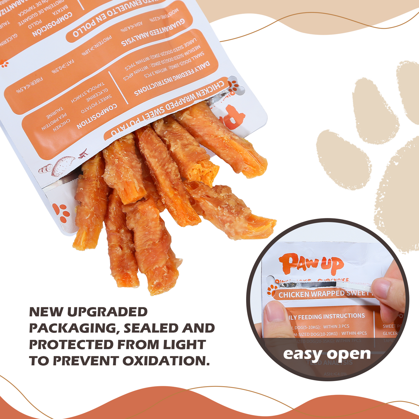 PAWUP Chicken Wrapped Sweet Potato Dog Treats, Low Fat, Natural Sweet Potato Chews for Dogs, 10.4oz