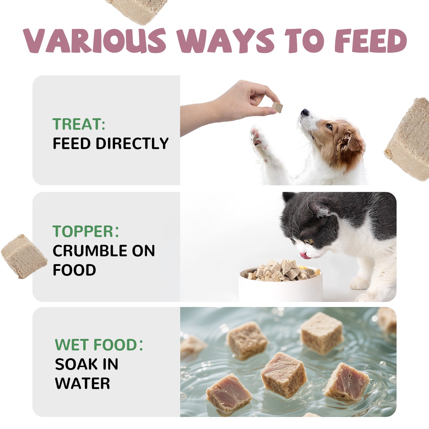 PAWUP Freeze Dried Duck Treats for Cats Dogs, Rawhide Free Freeze-Dried Raw Food Topper, High Protein, Gluten&Grain Free, 2.1oz