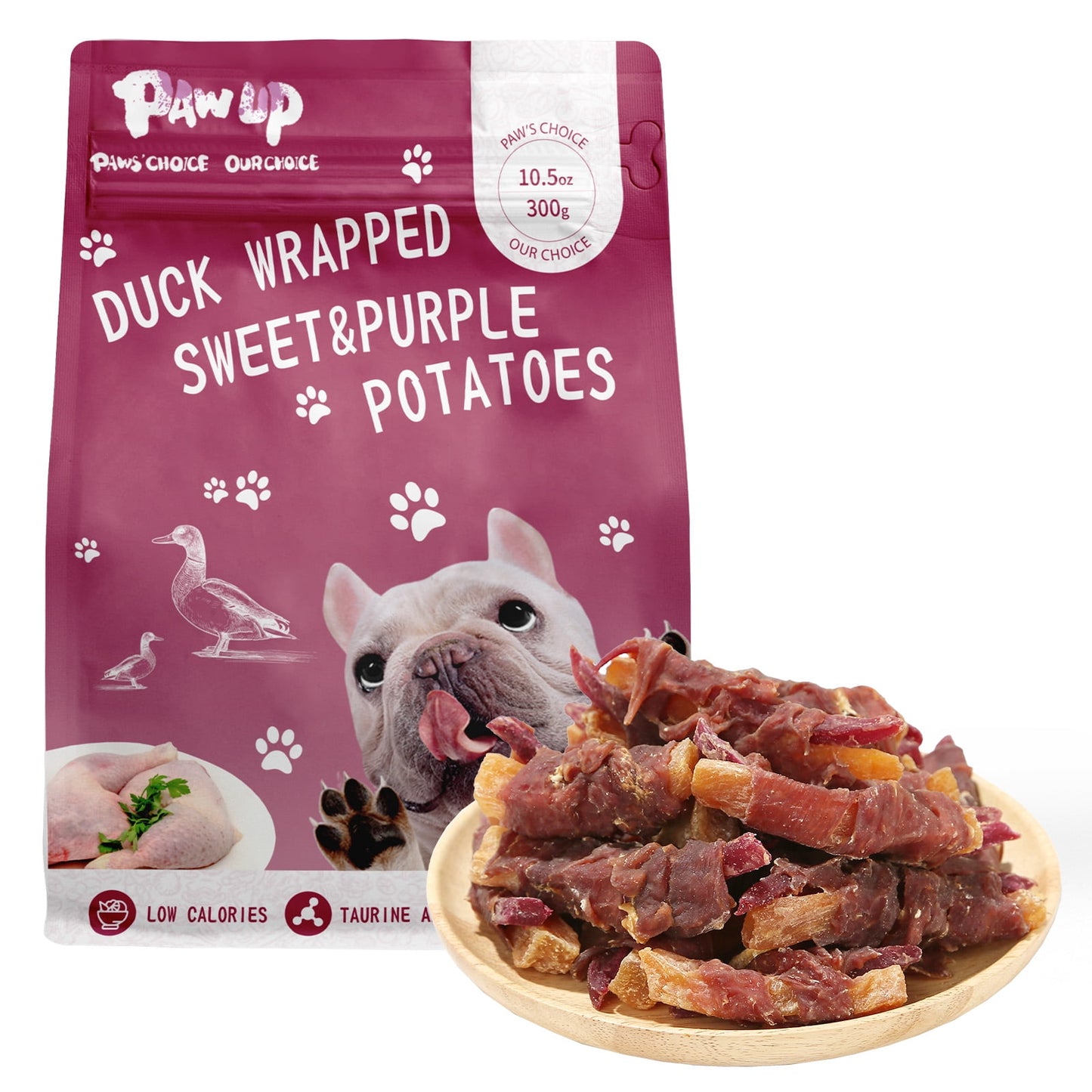 PAWUP Duck Wrapped Purple & Sweet Potato Dog Treats, High Fiber Pet Treats for Small Medium Large Dogs, Healthy Chews Snack, 10.6 oz