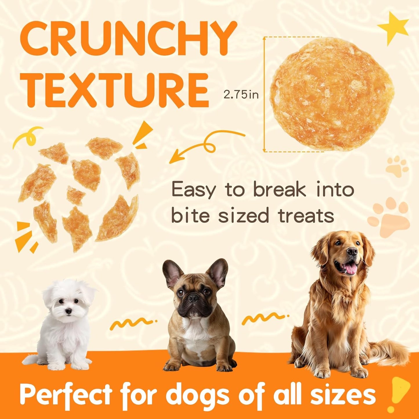 Chicken Chips Dog Treats, Crunchy Chicken Apple Flavor Jerky for Dogs, High Protein Healthy Snacks for Small Medium Large Dogs, 8.8 oz