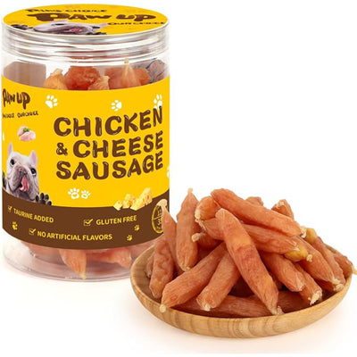 PAWUP Dog Treats Chicken Cheese Sausage for Dogs, Fresh Chicken, 12.5oz/355g, 1% Taurine Addded, Rawhide Free, Traning&Rewards Dog Snacks