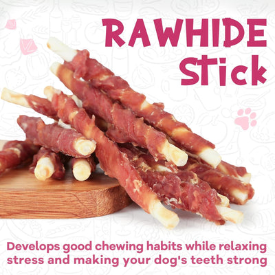 Dog Treat Duck Rawhide Sticks Long Lasting Dog Chew Snack, Natural Chew Sticks w/Taurine for Small Dog, 12.5 oz