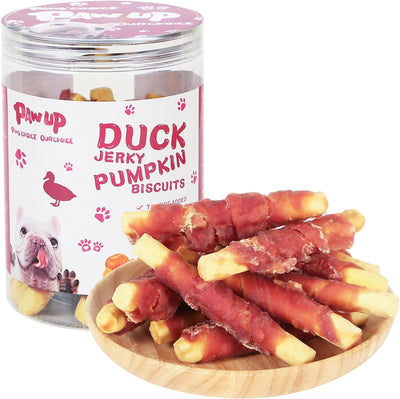 Dog Treats Pumpkin Biscuits Sticks w/Duck Low Fat Dog Snacks, Healthy Dog Biscuits with Taurine for Small Dogs, 12.5oz