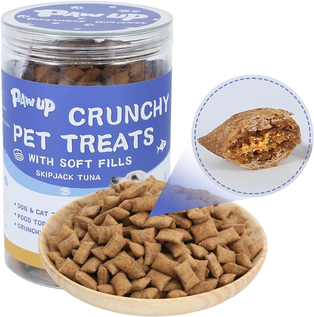 Dog Treats Crunchy and Creamy Treats for Dog and Cat, Skipjack Tuna Flavor Topper, Taurine Added, 12.5 Ounce