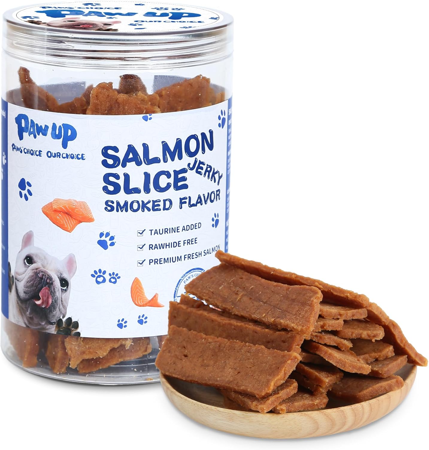 Salmon Jerky Slice Dog Treats High Protein Dog Snacks Smoked Flavor, Healthy Human Grade Salmon Fillets with Taurine,12.5oz