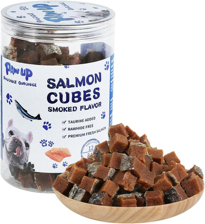 Salmon Cubes Dog Treats Smoked Flavor Salmon Bites Dog Snacks with Taurine, Rich in Omega-3, 12oz