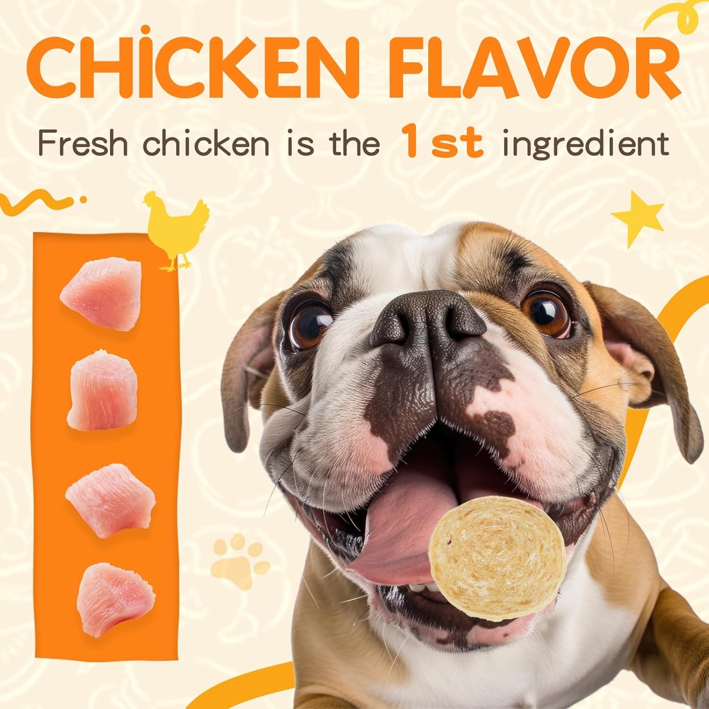 Chicken Chips Dog Treats, Crunchy Chicken Jerky for Dogs, High Protein Healthy for Snacks Small Medium Large Dogs, 8.8 oz