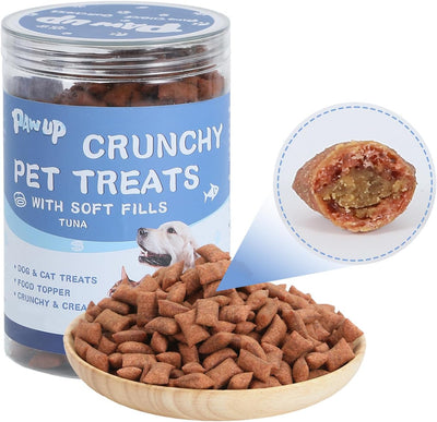 Dog Treats Crunchy and Creamy Treats for Dog and Cat, Tuna Flavor Topper, Taurine Added, 12.5 Ounce