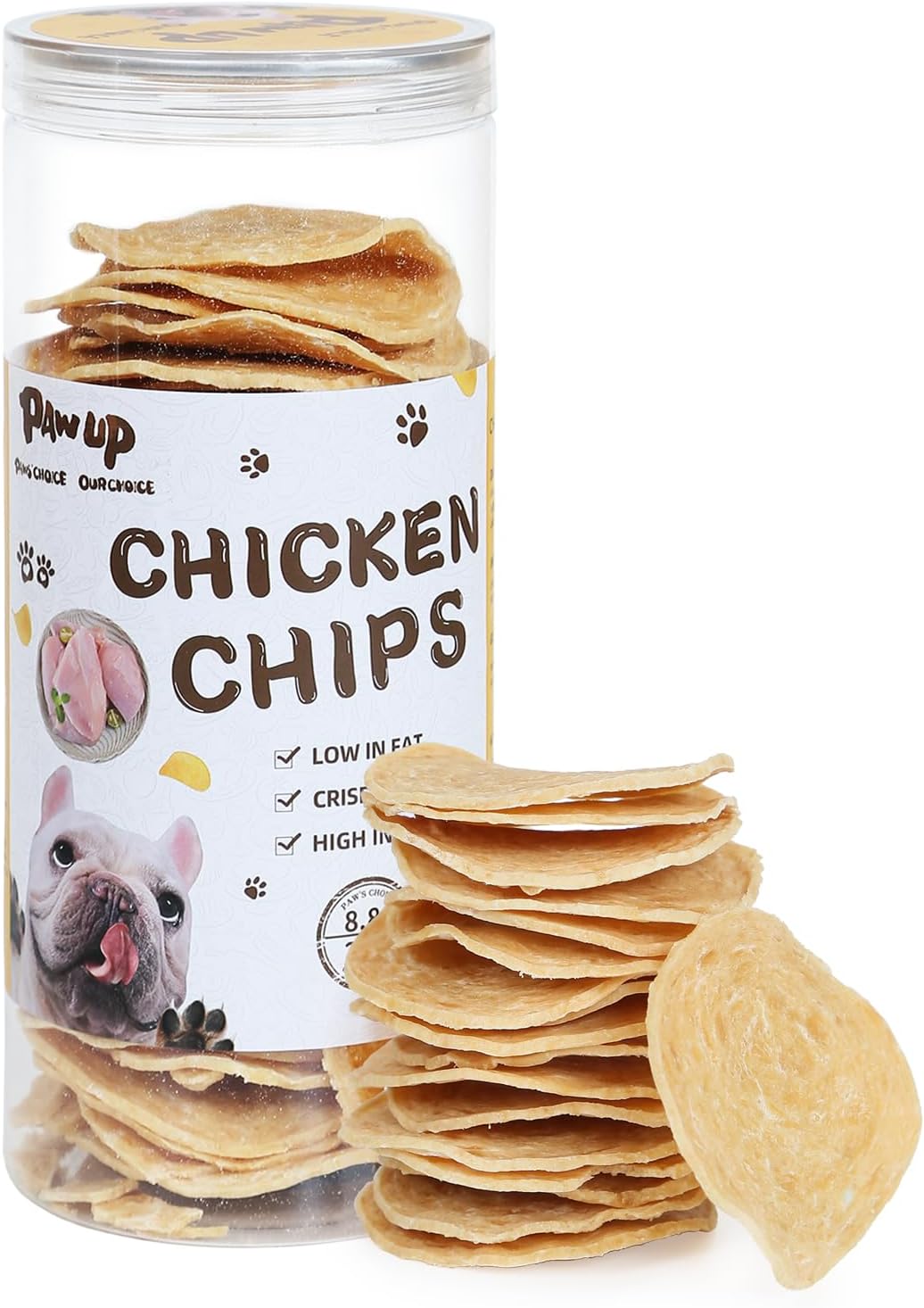 Chicken Chips Dog Treats, Crunchy Chicken Jerky for Dogs, High Protein Healthy for Snacks Small Medium Large Dogs, 8.8 oz