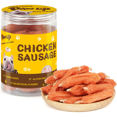 PAWUP Dog Treats Chicken Sausage for Dogs, Fresh Chicken, 12.5oz/355g, 1% Taurine Addded, Rawhide Free, Traning&Rewards Dog Snacks, Large Chicken Sausage