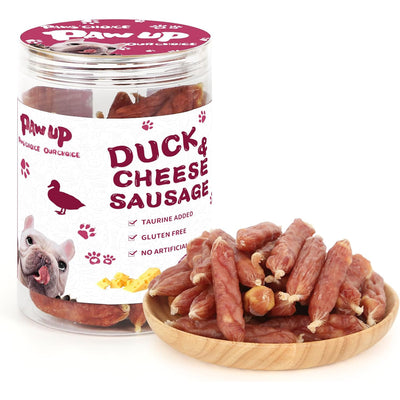 PAWUP Dog Treats Duck Cheese Sausage for Dogs, Fresh Duck, 12.5oz/355g, 1% Taurine Addded, Rawhide Free, Traning&Rewards Dog Snacks