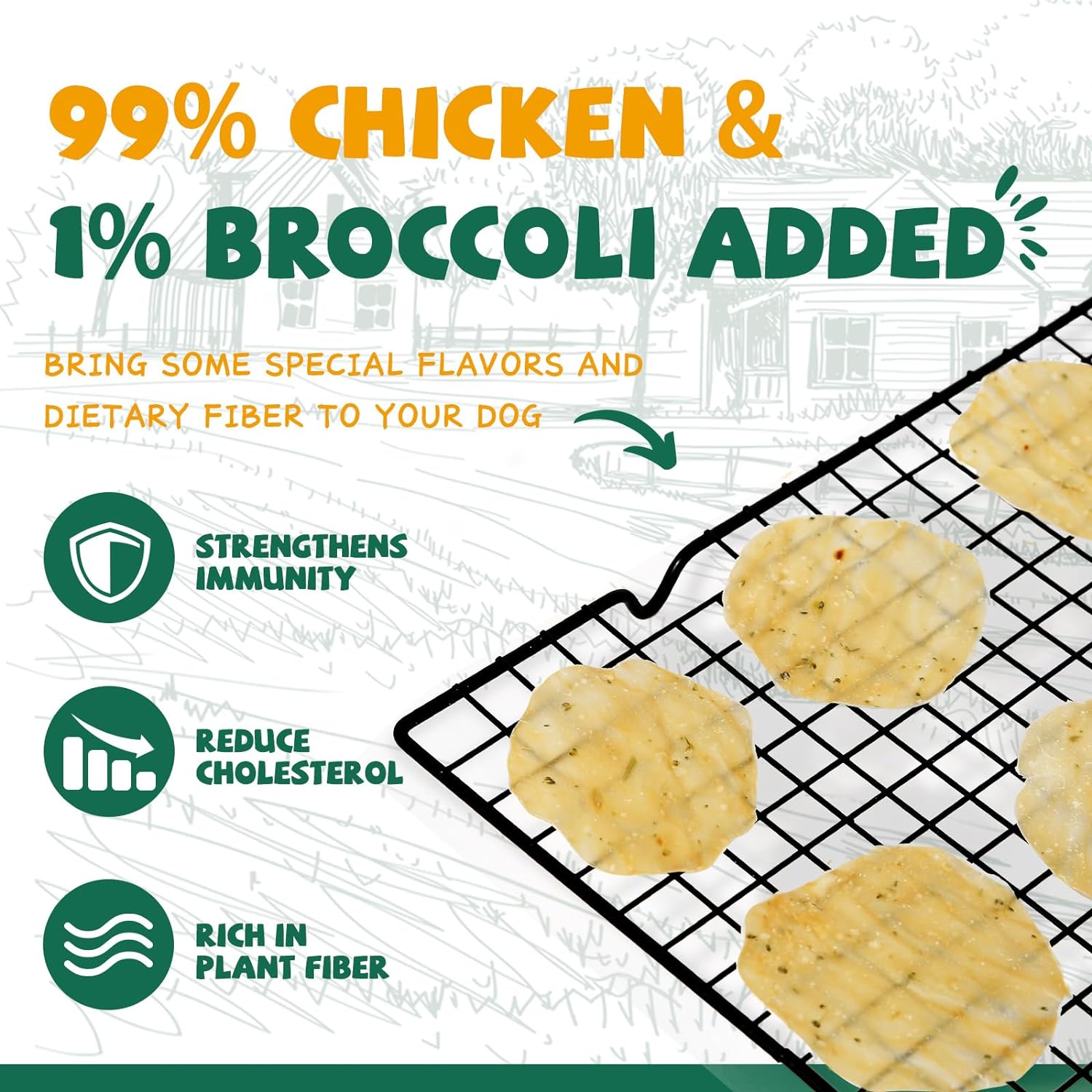 PAWUP Chicken Broccoli Chips for Dogs, 99% Chicken Dog Snacks, 4oz