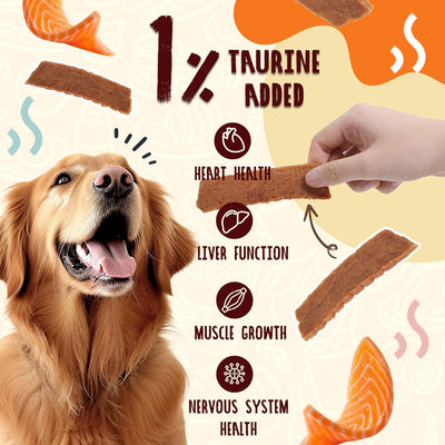 Salmon Jerky Slice Dog Treats High Protein Dog Snacks Smoked Flavor, Healthy Human Grade Salmon Fillets with Taurine,12.5oz