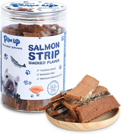 Salmon Strips Dog Treats High Protein Dog Snacks Smoked Flavor, Natural Omega 3-6, Low in Fat with Taurine,12.5oz