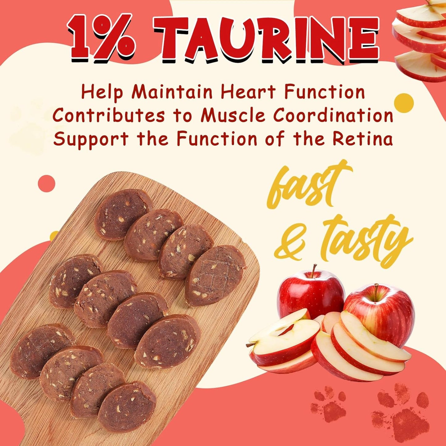 Dog Treats Duck Apple Sausage Bites, 1% Taurine Added, 12.5 oz, High Protein Low Fat Chewy Healthy Snacks for Small, Medium & Large Dogs