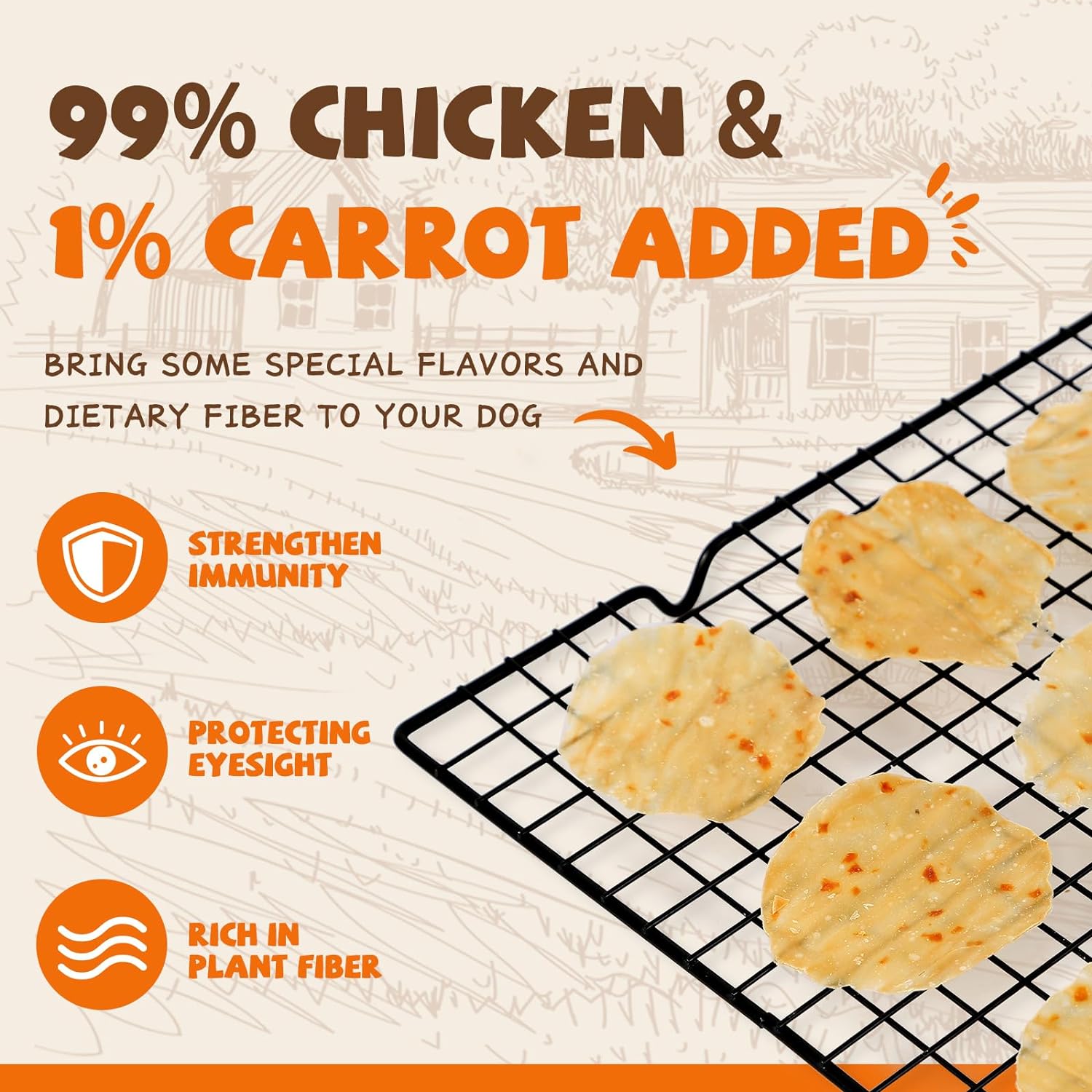 PAWUP Chicken Carrot Chips for Dogs, 99% Chicken Dog Snacks, 4oz