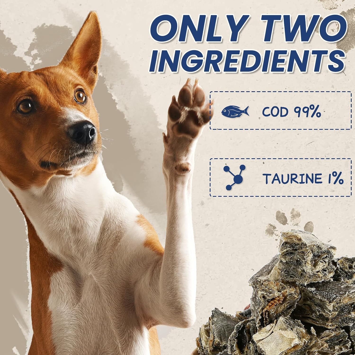 PAWUP Cod Skin Cubes Dog Treats, Chew Fish Skins, 7 oz