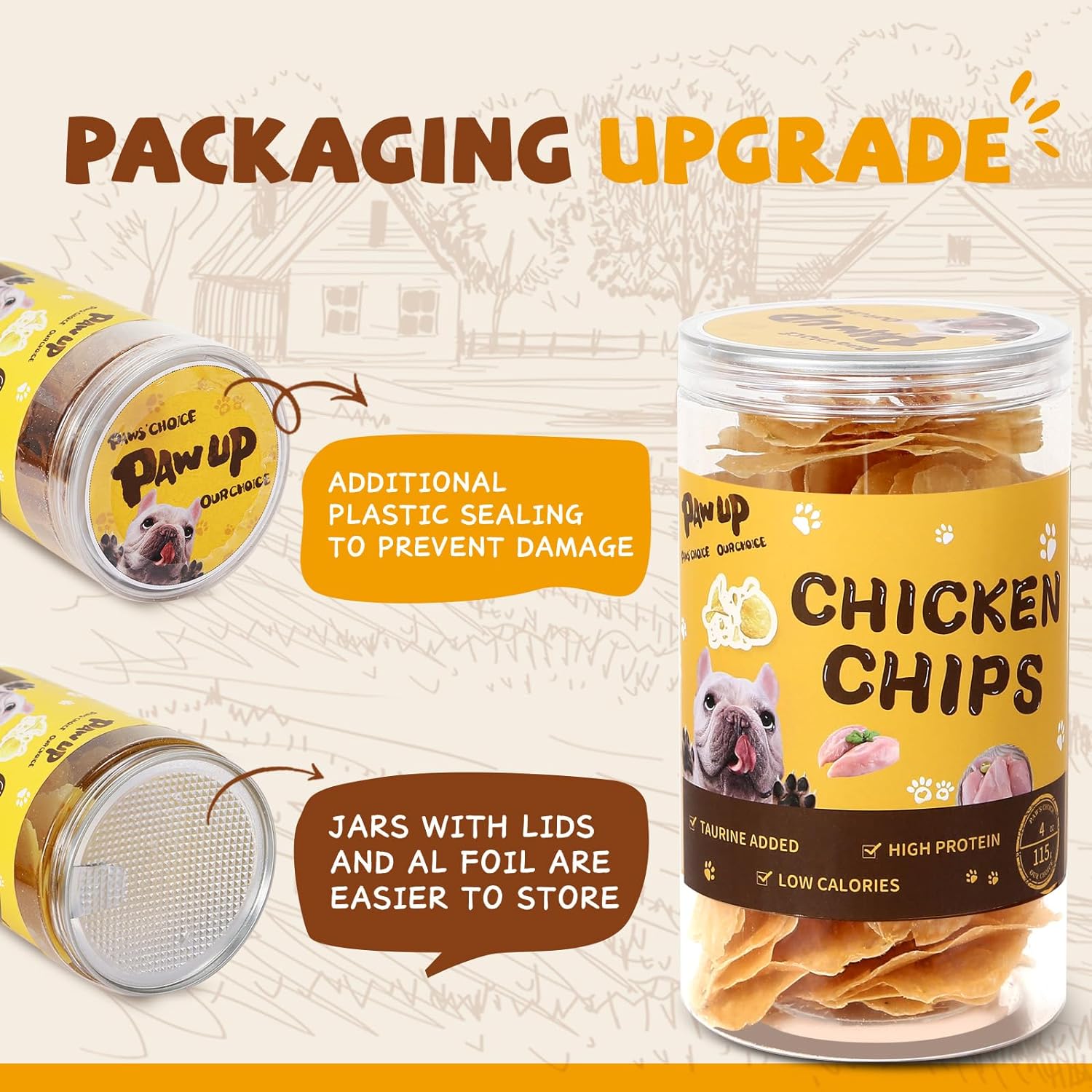 PAWUP Chicken Chips for Dogs, 99% Chicken Dog Snacks, 4oz
