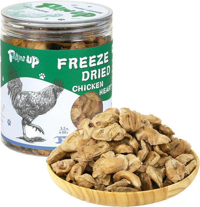 PAWUP Freeze Dried Chicken Heart Pet Treats, High Protein Freeze-Dried Pet Food for Dogs, Cats, Fresh Ingredient, 3.2oz, Rawhide Free, Gluten&Grain Free