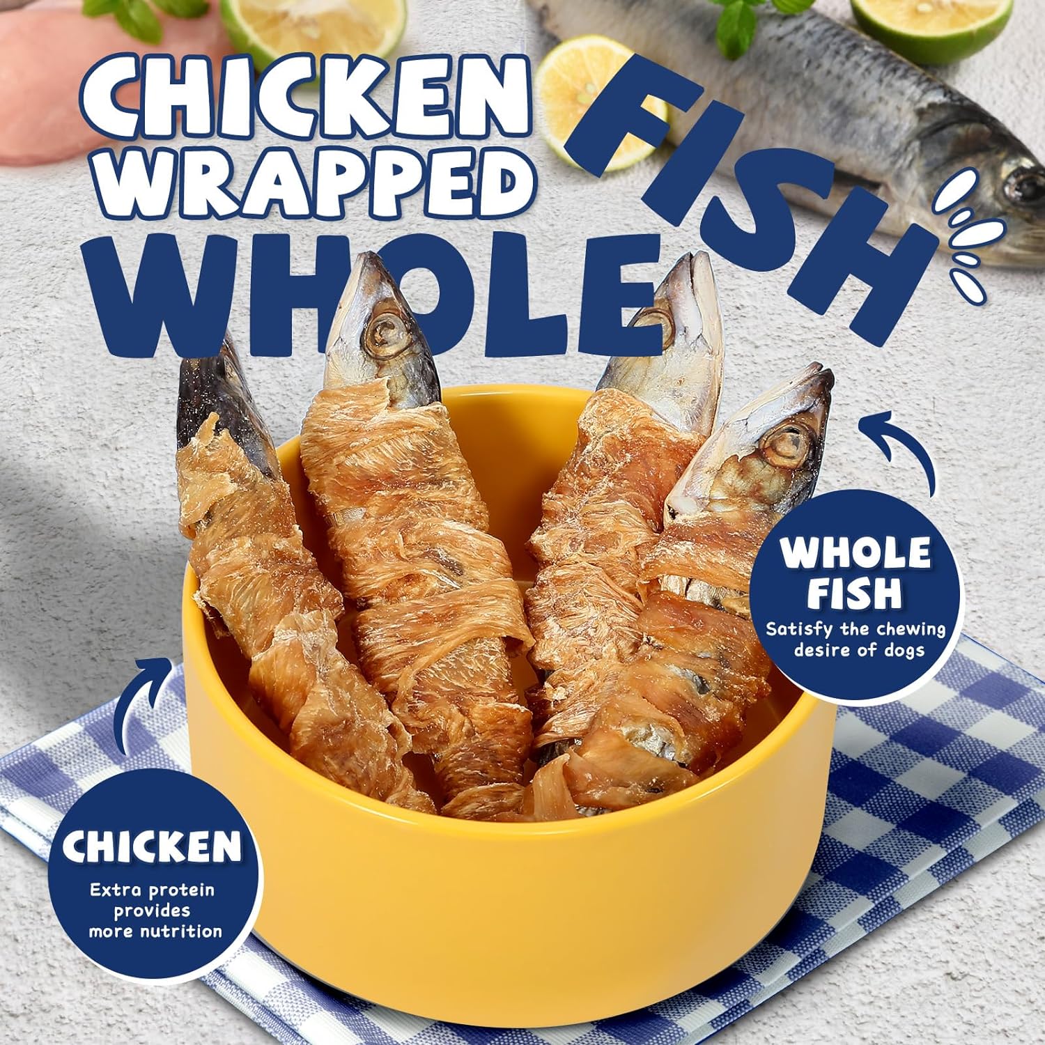 PAWUP Chicken Wrapped Whole Fish, 4Pcs per Pack, 5.3oz