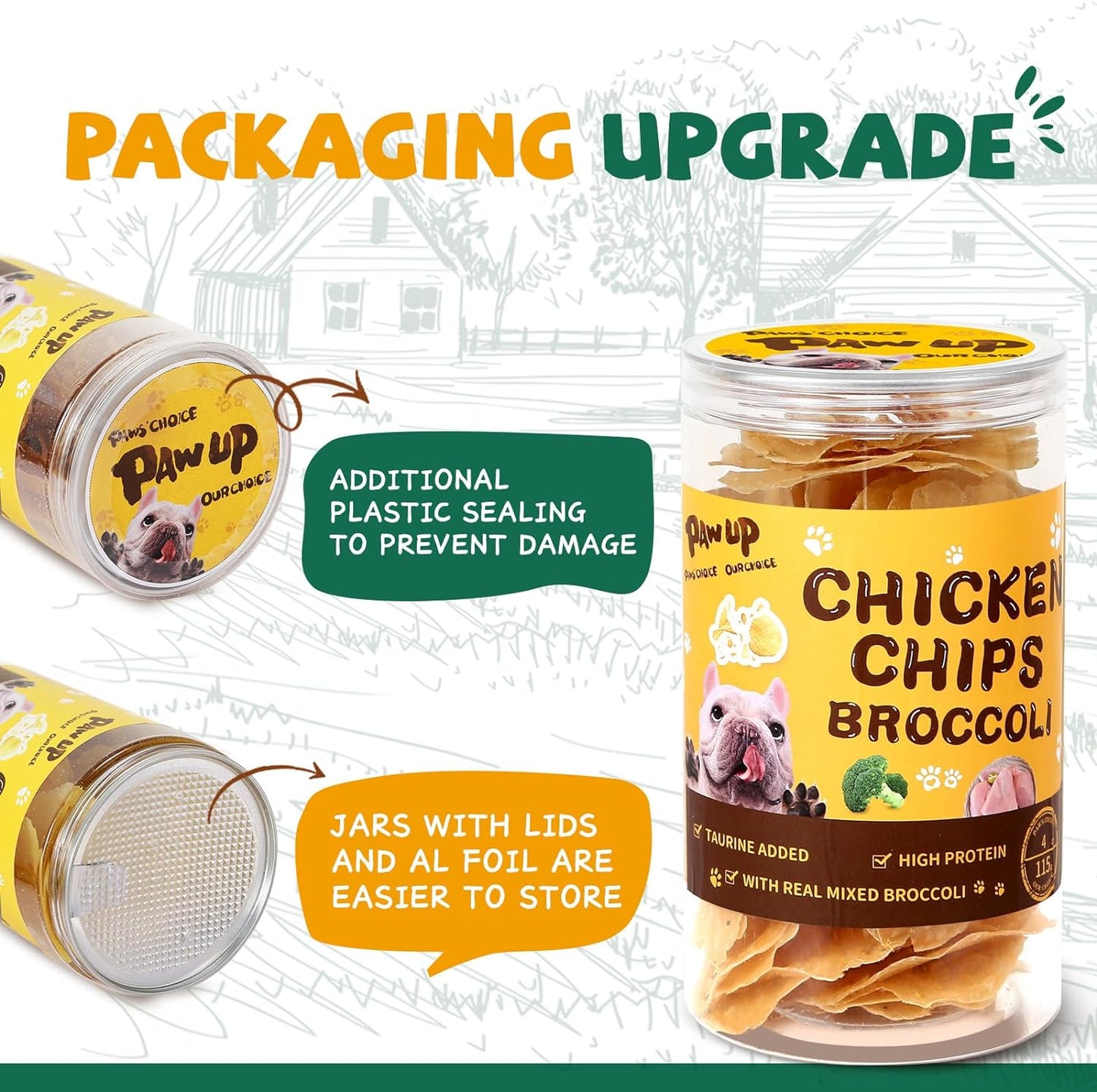 PAWUP Chicken Broccoli Chips for Dogs, 99% Chicken Dog Snacks, 4oz