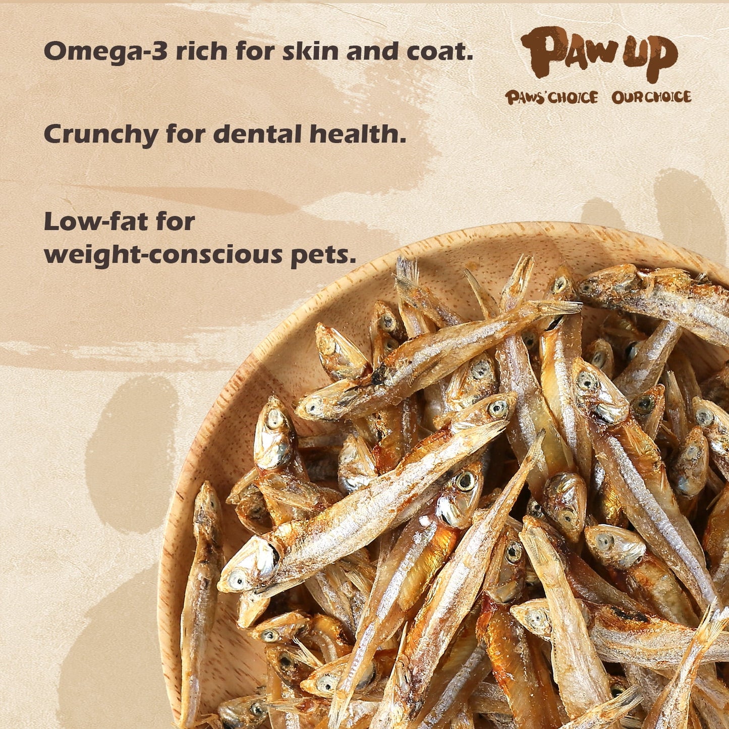 PAWUP Whole Fish Dog Treats, Wild-Caught Small Fish Treat Chews, Rich in Omega3 and High in Protein, 5.2oz