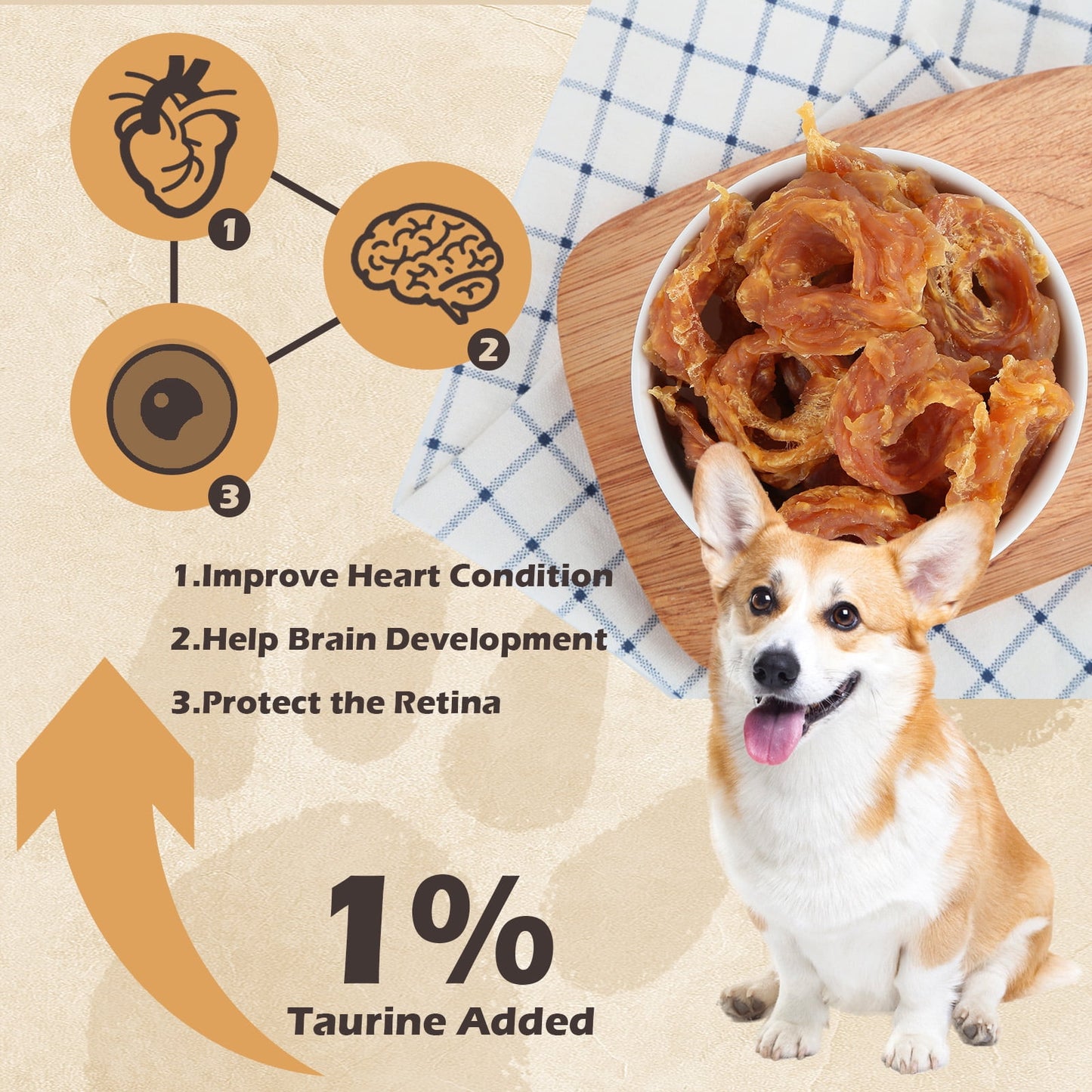 PAWUP Chicken Jerky Rings Dog Treats, High Protein Chewy Snacks for Small Medium Large Dogs, Taurine Added, 10.6oz