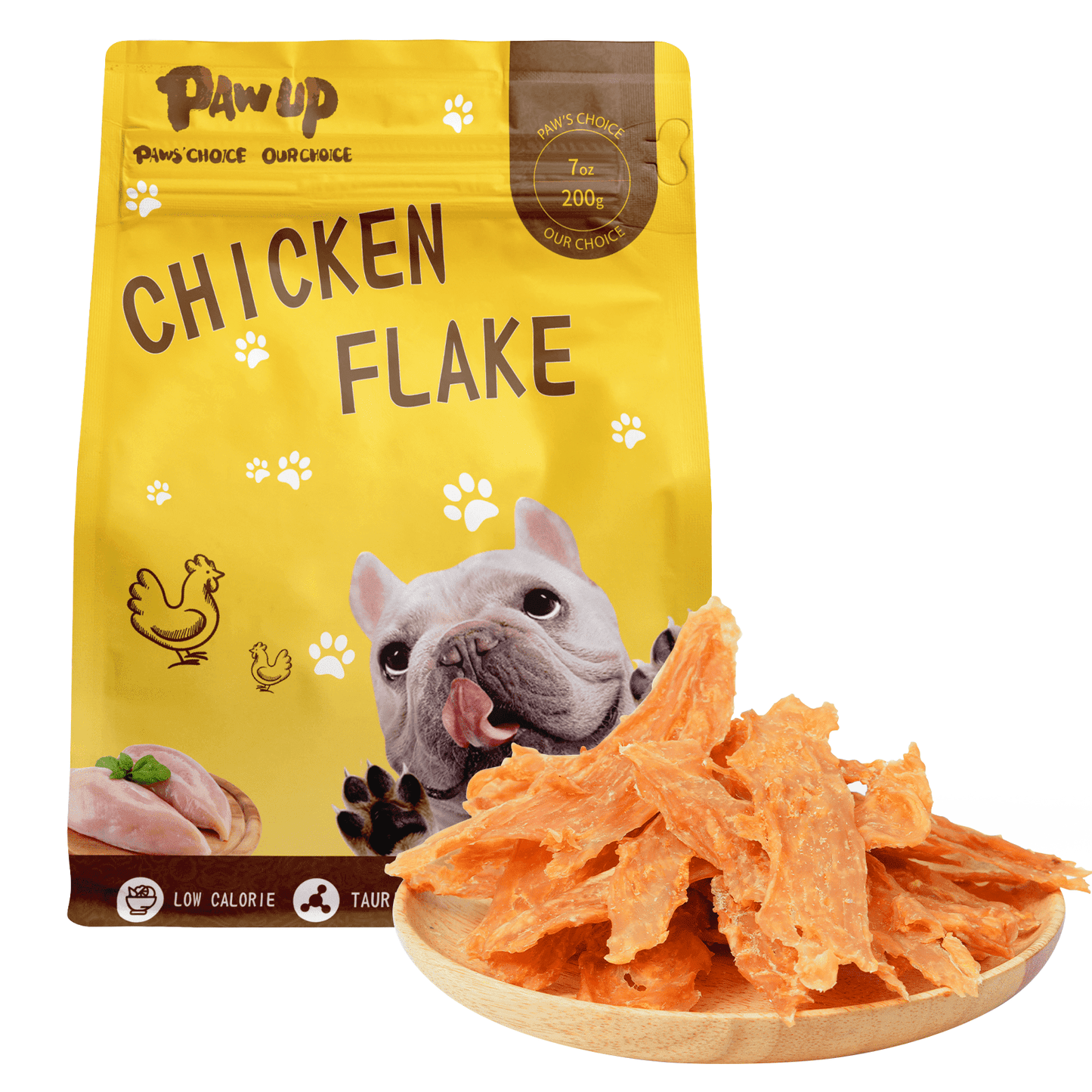 PAWUP Chicken Flakes Dog Treats - Natural & High Protein Chicken Chips, Healthy Snacks for Training, 1% Taurine Added, Reward & Everyday Use for All Dog Sizes, 7oz