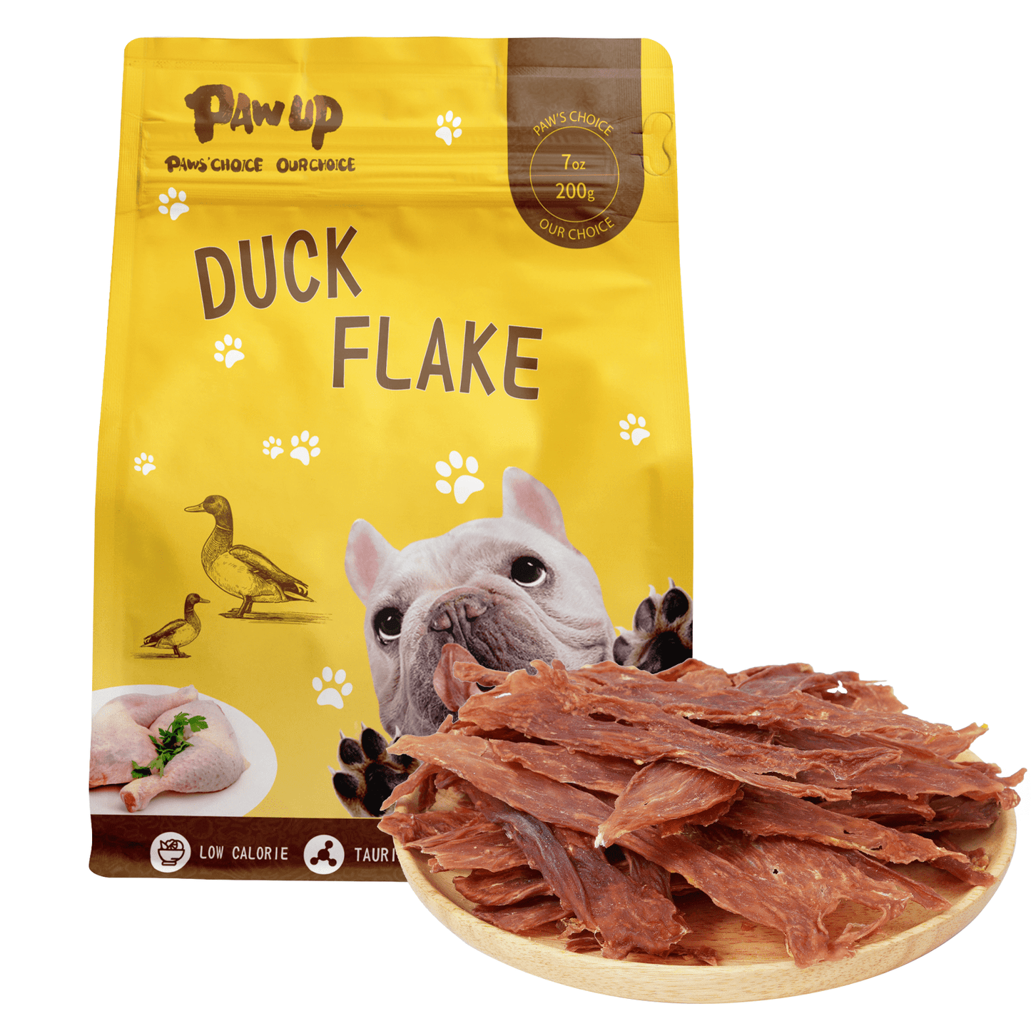 PAWUP Duck Flakes Dog Treats - Natural & High Protein Duck Chips, Healthy Snacks for Training, 1% Taurine Added, Reward & Everyday Use for All Dog Sizes, 7oz