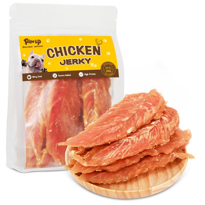 PAWUP Chicken Jerky Dog Treats, 1% Taurine Added, Grain Free, 10.4oz, Rawhide Free Treats for Small Medium Large Dogs