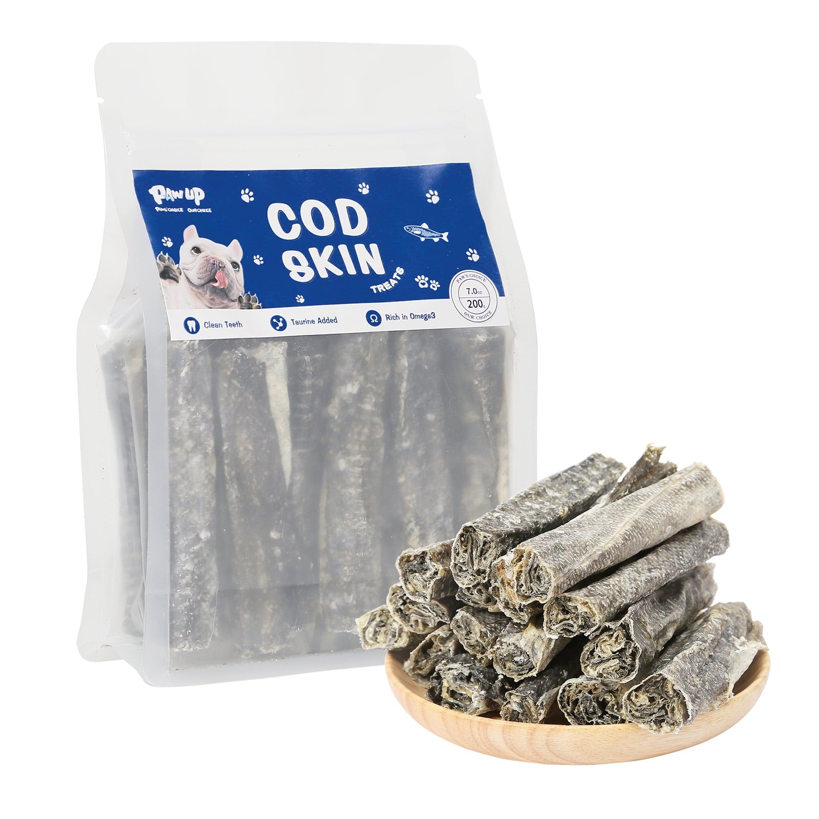 PAWUP Cod Skin Dog Treat, Fish Skins Rolls, Rawhide Free Single Ingred ...