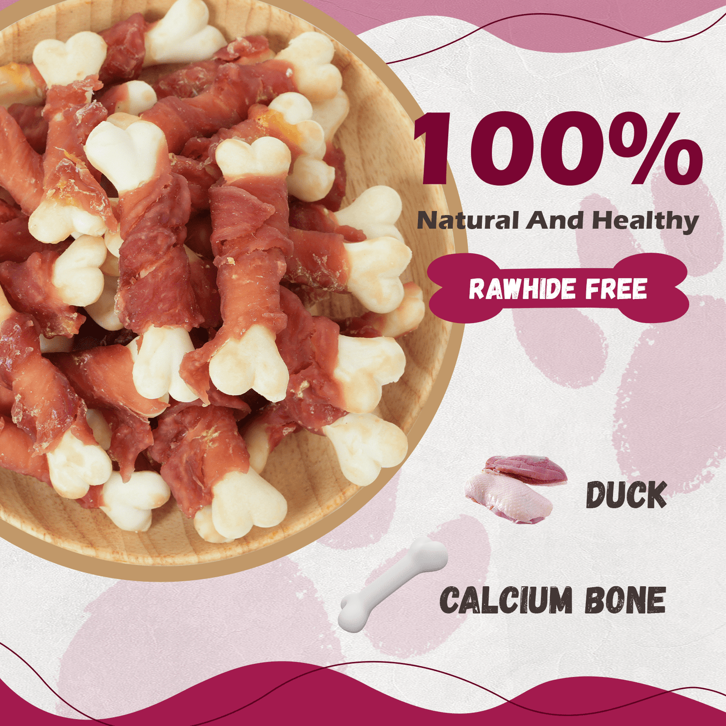 PAWUP Duck Wrapped Calcium Bone, 100% Natural Rawhide Free Dog Chews, High-Protein Training Treats for Dogs, Healthy Snacks for Puppies and Small Dogs, 10.6oz