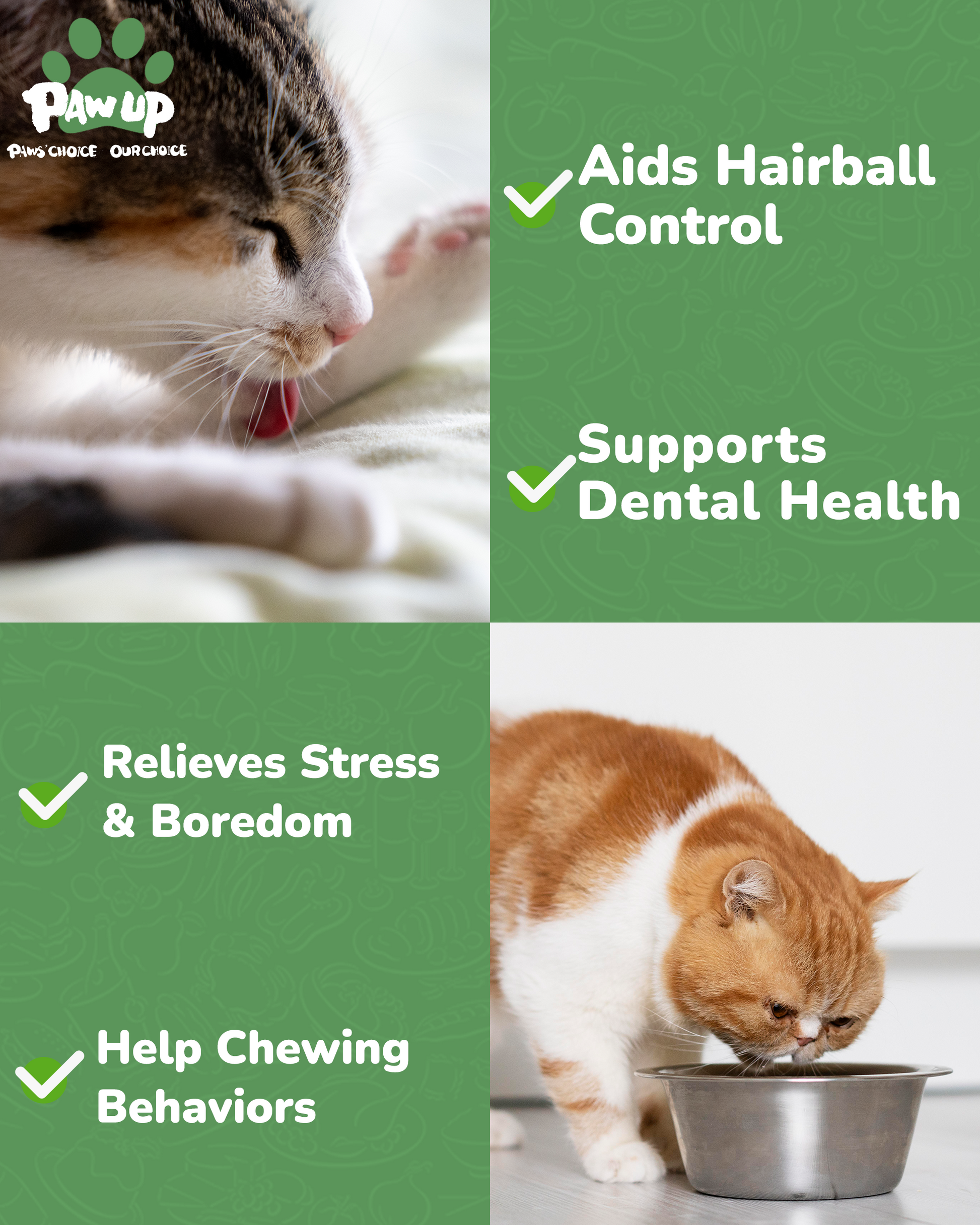 Freeze Dried Chicken Cat Treats, Cat Grass Added,Hairball Care & Digestive Support, 3.8oz - Pawup