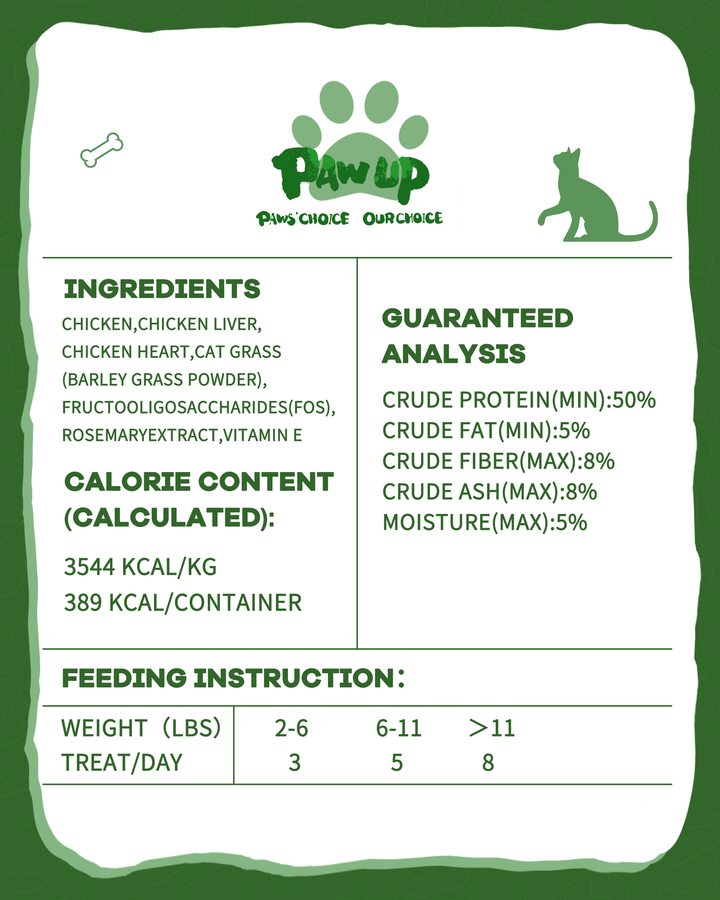 Freeze Dried Chicken Cat Treats, Cat Grass Added,Hairball Care & Digestive Support, 3.8oz - Pawup