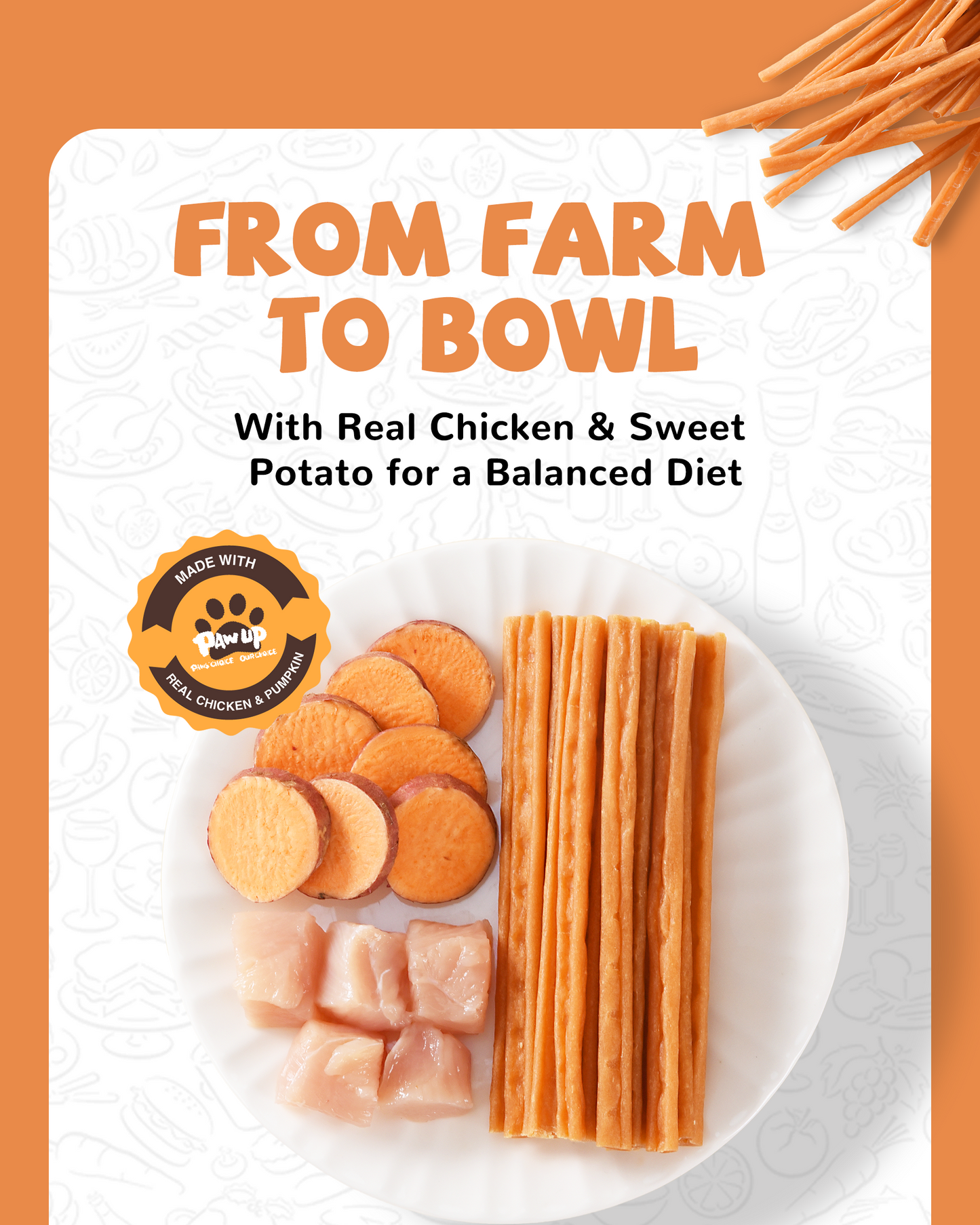 Chicken & Potato Sticks for Dogs, Easy to Digest, 10.58 oz - Pawup