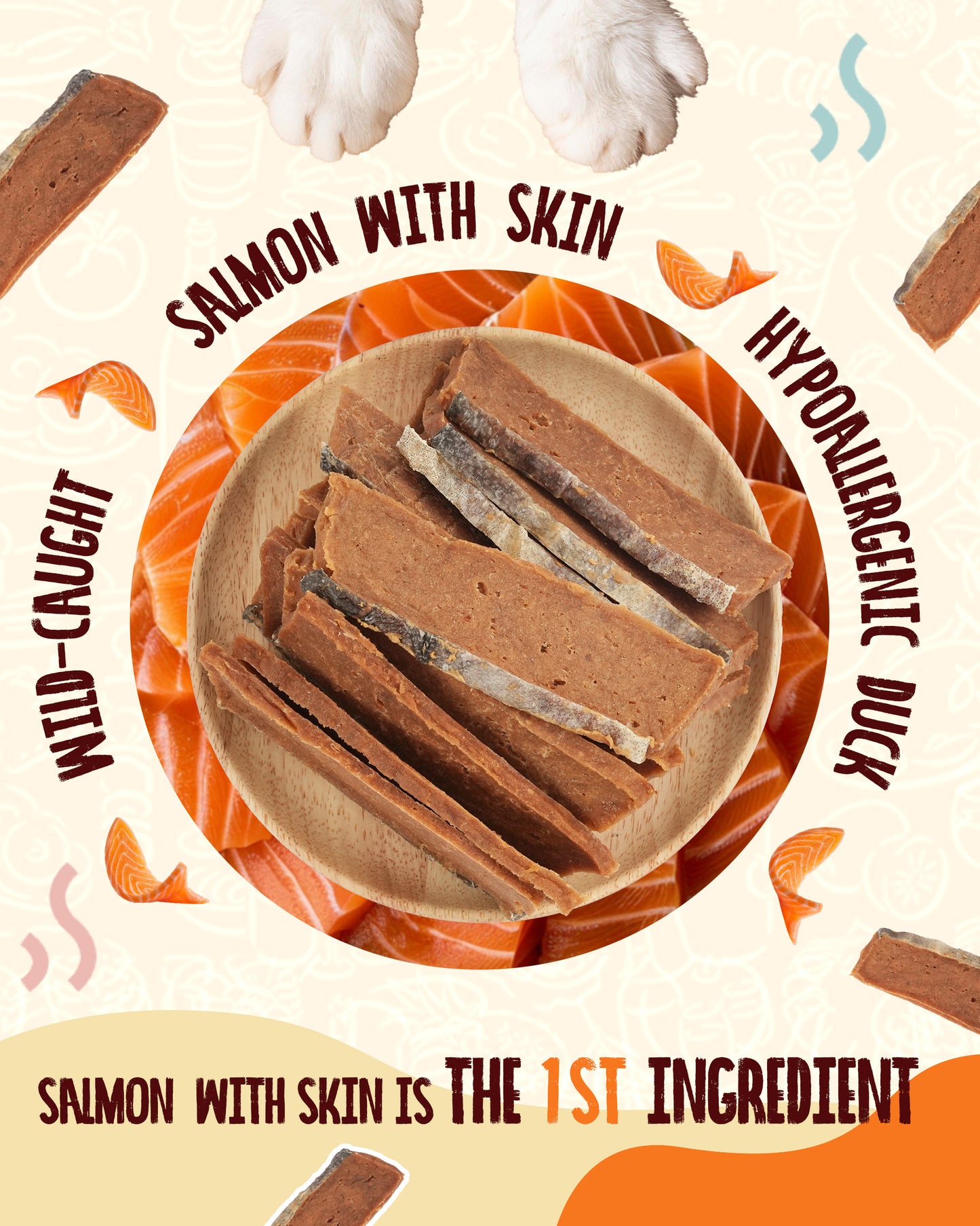 Smoked Salmon Fillet Jerky with Omega 3–6  for Dogs,12.5 oz - Pawup