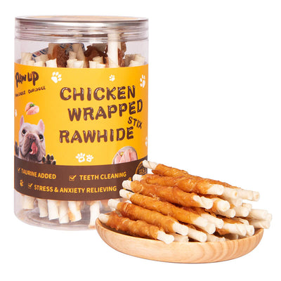 PAWUP Chicken Wrapped Rawhide Sticks Dog Treats, 12.5 oz