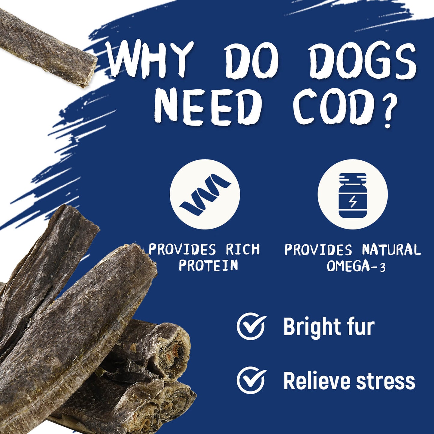 PAWUP Cod Skins Dog Treat, Chew Fish Skins Rolls, 8 oz