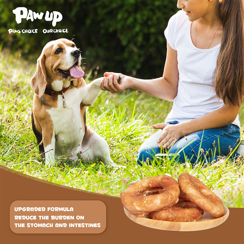 PAWUP Long Lasting Chicken Wrapped Rawhide Donut, 12.5 oz
