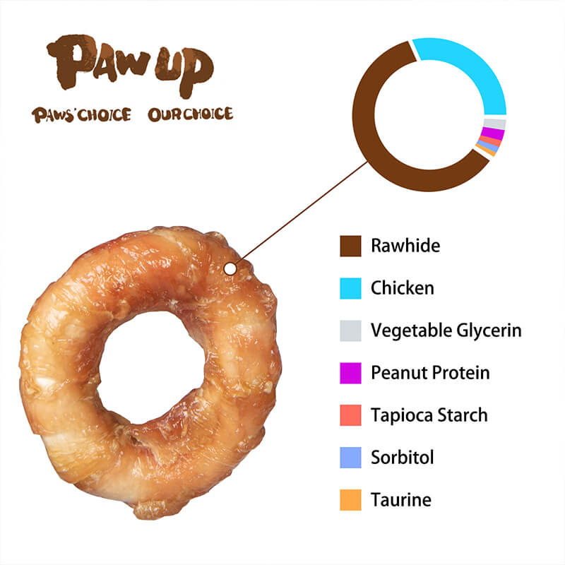 PAWUP Long Lasting Chicken Wrapped Rawhide Donut, 12.5 oz